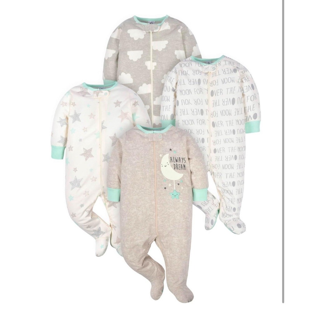 Gerber unisex-baby‎ 4 Pack Sleep 'N Play Footie- 3-6 Months
